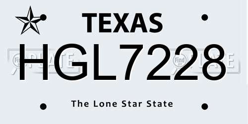 HGL7228 Texas License Plate