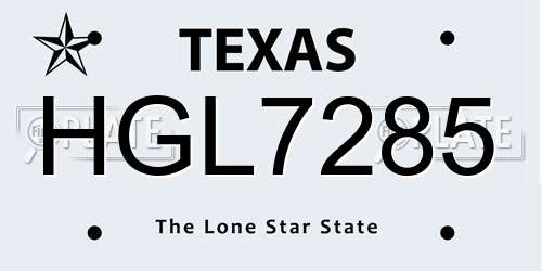 HGL7285 Texas License Plate