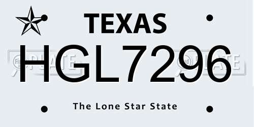 HGL7296 Texas License Plate