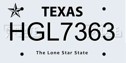 HGL7363 Texas License Plate
