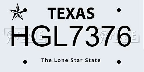 HGL7376 Texas License Plate