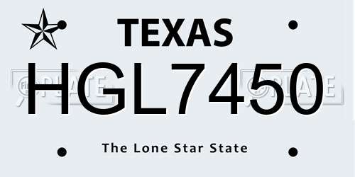 HGL7450 Texas License Plate