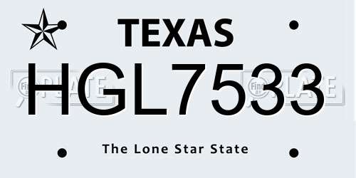 HGL7533 Texas License Plate