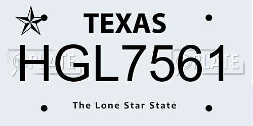 HGL7561 Texas License Plate