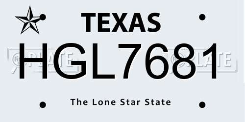 HGL7681 Texas License Plate