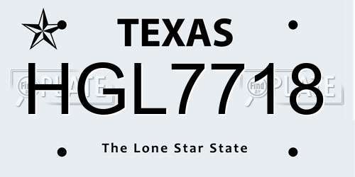 HGL7718 Texas License Plate