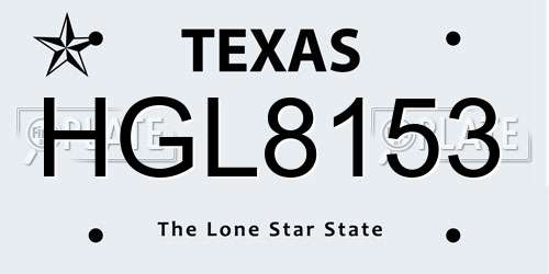 HGL8153 Texas License Plate