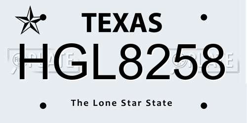 HGL8258 Texas License Plate