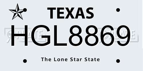 HGL8869 Texas License Plate