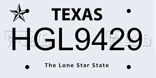 HGL9429 Texas License Plate