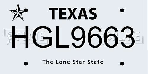 HGL9663 Texas License Plate