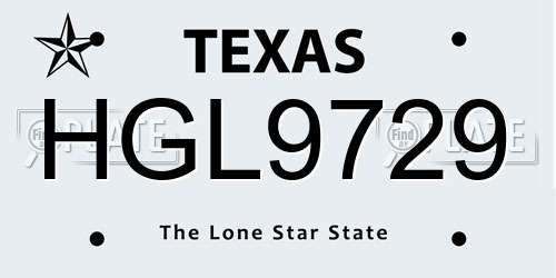 HGL9729 Texas License Plate