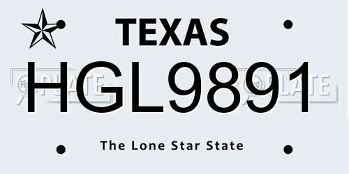 HGL9891 Texas License Plate