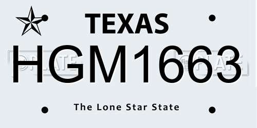 HGM1663 Texas License Plate