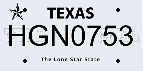 HGN0753 Texas License Plate
