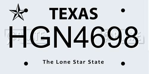 HGN4698 Texas License Plate