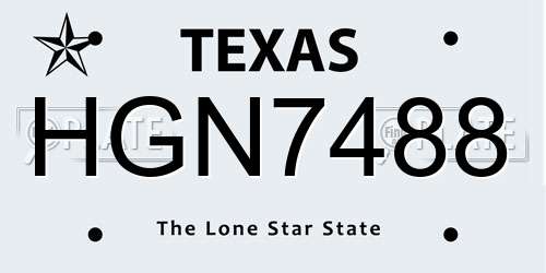 HGN7488 Texas License Plate