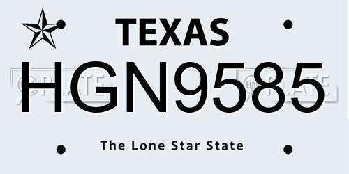 HGN9585 Texas License Plate