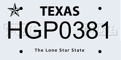 HGP0381 Texas License Plate