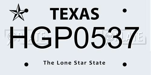 HGP0537 Texas License Plate