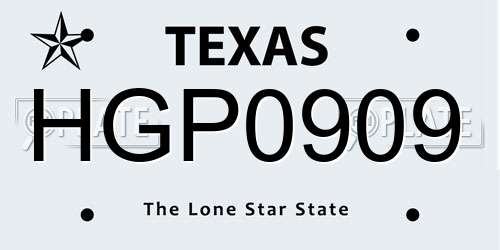 HGP0909 Texas License Plate