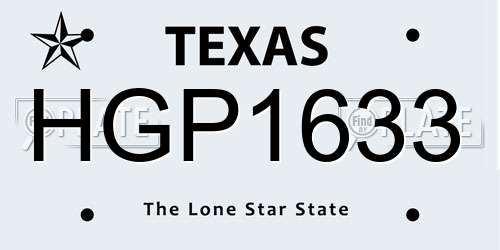 HGP1633 Texas License Plate