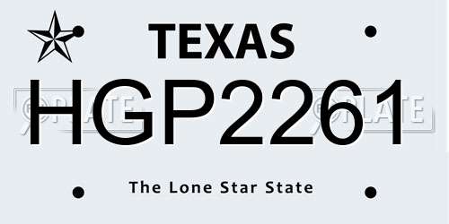 HGP2261 Texas License Plate