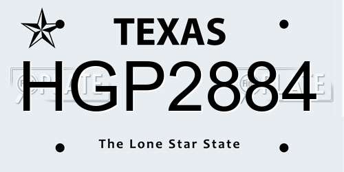 HGP2884 Texas License Plate