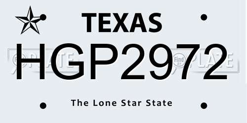 HGP2972 Texas License Plate