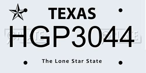HGP3044 Texas License Plate