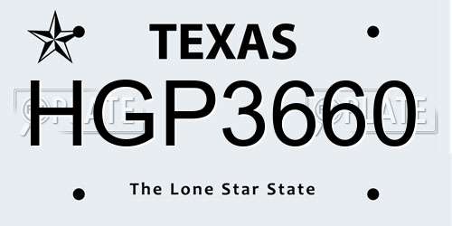 HGP3660 Texas License Plate