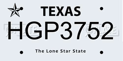 HGP3752 Texas License Plate