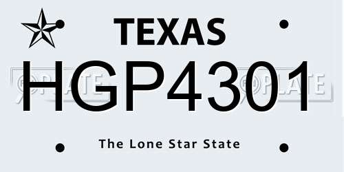 HGP4301 Texas License Plate
