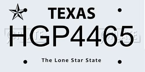HGP4465 Texas License Plate