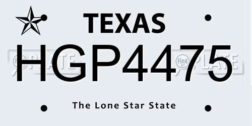 HGP4475 Texas License Plate