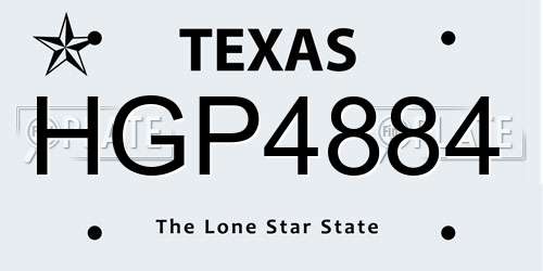 HGP4884 Texas License Plate
