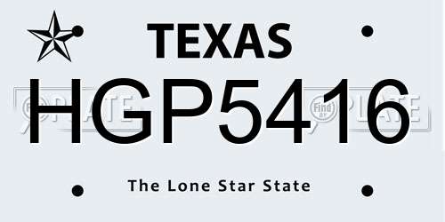 HGP5416 Texas License Plate