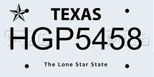 HGP5458 Texas License Plate