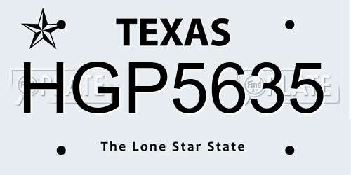 HGP5635 Texas License Plate