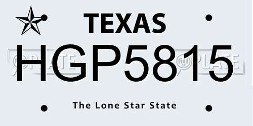 HGP5815 Texas License Plate
