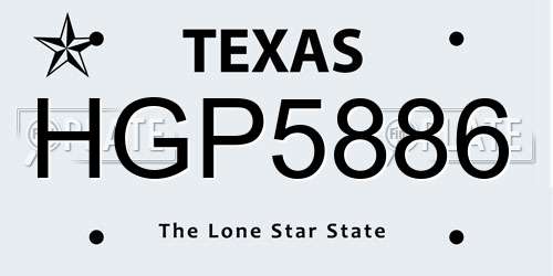 HGP5886 Texas License Plate