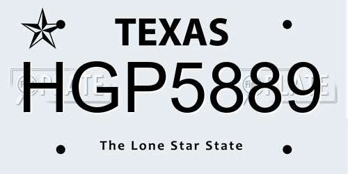 HGP5889 Texas License Plate