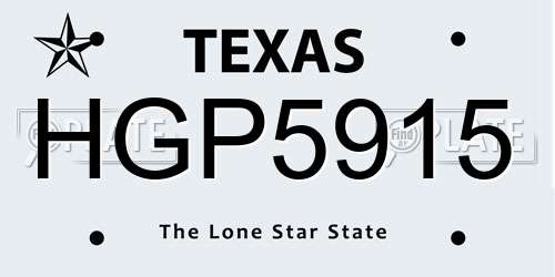 HGP5915 Texas License Plate