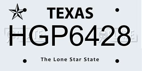 HGP6428 Texas License Plate