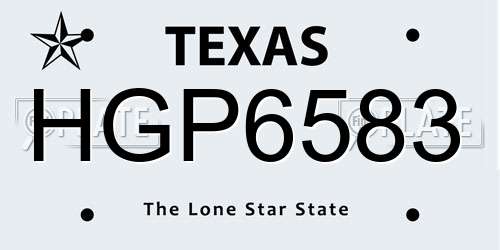 HGP6583 Texas License Plate
