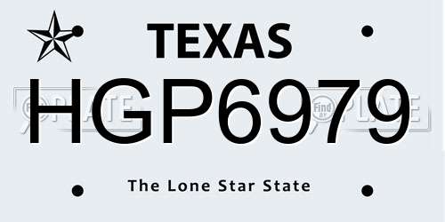 HGP6979 Texas License Plate