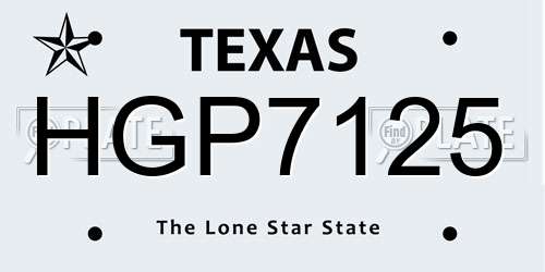 HGP7125 Texas License Plate