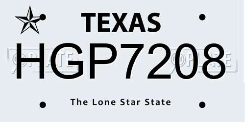 HGP7208 Texas License Plate