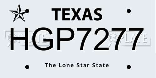 HGP7277 Texas License Plate