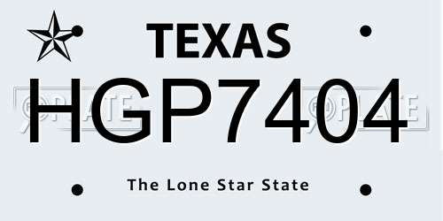 HGP7404 Texas License Plate